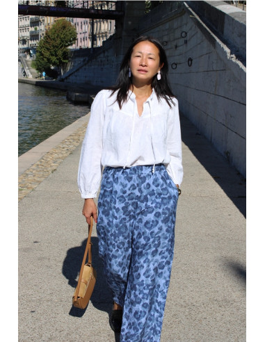 Tejido de viscosa flameado Denim Leopardo - My Dress Made