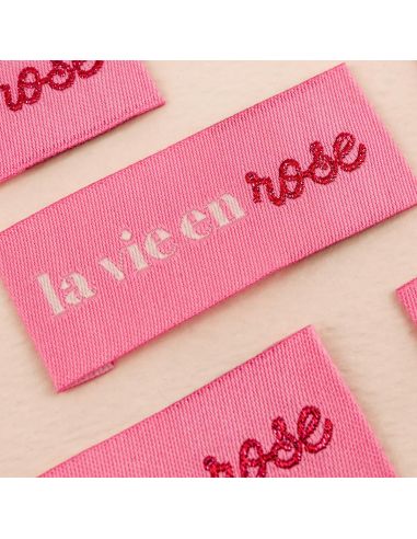 Juego de 4 etiquetas para coser - La vida en rosa