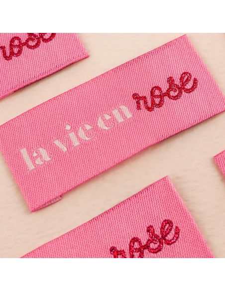 Juego de 4 etiquetas para coser - La vida en rosa