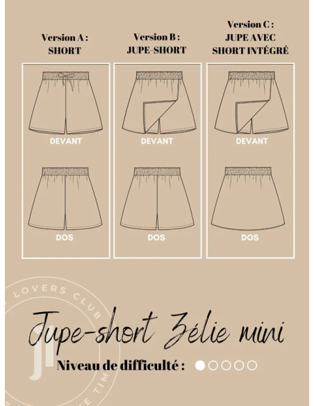 Patrón de falda y short Zélie mini - Joli Lab