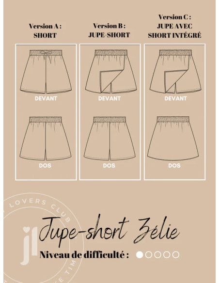 Patrón de falda y short Zélie - Joli Lab