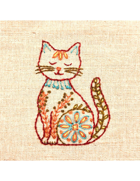 Hojas de transferencia de bordado hidrosolubles - Gatos folclóricos
