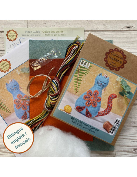 Mini kit de fieltro - Gato folclórico
