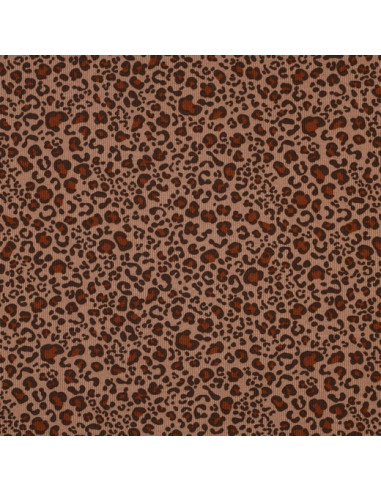 Tejido de punto jersey de algodón acanalado - Leopardo beige