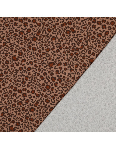 Tejido de punto jersey de algodón acanalado - Leopardo beige