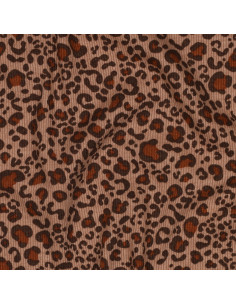 Tejido de punto jersey de algodón acanalado - Leopardo beige 2