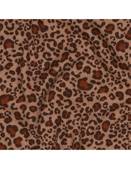 Tejido de punto jersey de algodón acanalado - Leopardo beige