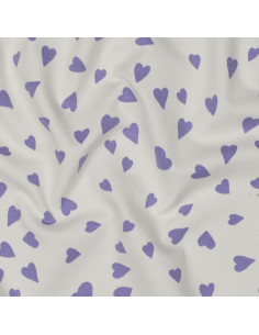 Tejido de sudadera afelpado con corazones - Blanco roto