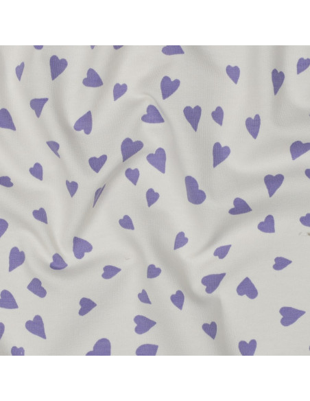 Tejido de sudadera afelpado con corazones - Blanco roto