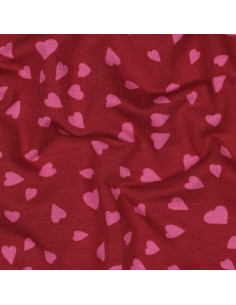 Tejido de sudadera afelpado con corazones - Rojo