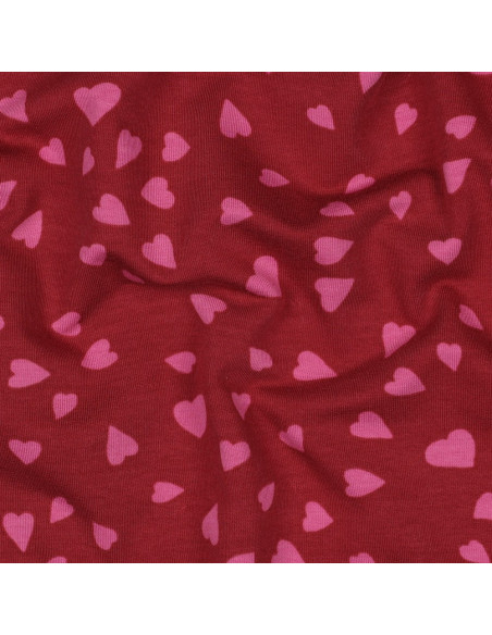 Tejido de sudadera afelpado con corazones - Rojo