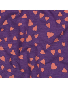 Tela de sudadera afelpada con corazones - Violeta
