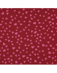 Tejido de sudadera afelpado con corazones - Rojo 2