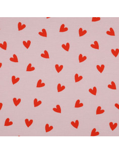 Tela de franela rosa - Corazones rojo vivo 2