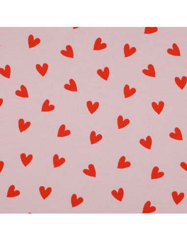 Tela de franela rosa - Corazones rojo vivo