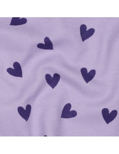 Tela de franela lavanda - Corazones higo