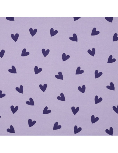 Tela de franela lavanda - Corazones higo