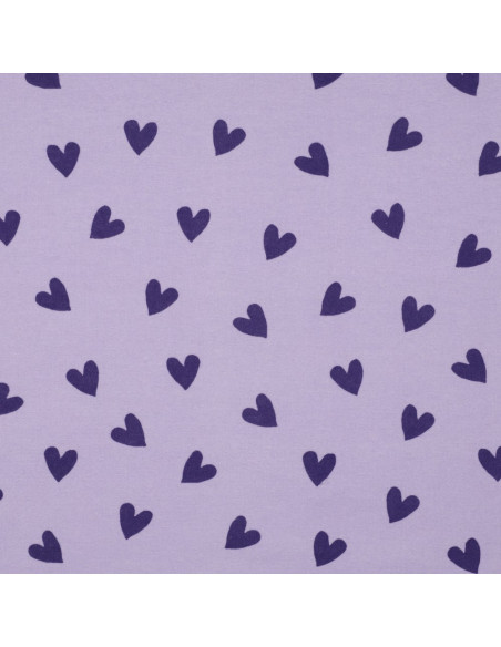 Tela de franela lavanda - Corazones higo