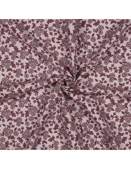 Tela de franela con flores - Rosa