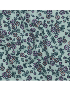 Tela de franela con flores - Menta 2