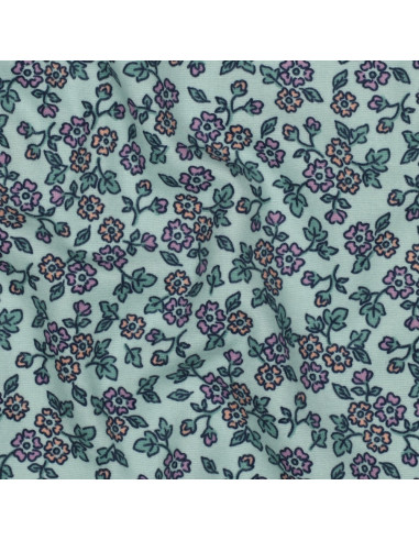Tela de franela con flores - Menta
