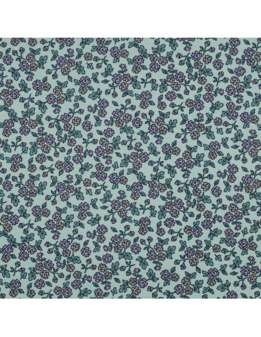 Tela de franela con flores - Menta