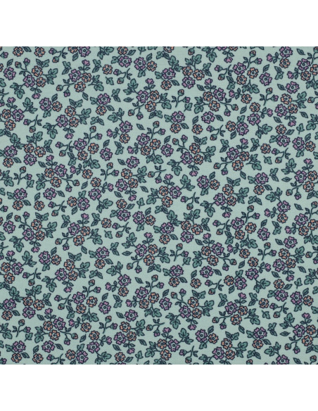 Tela de franela con flores - Menta