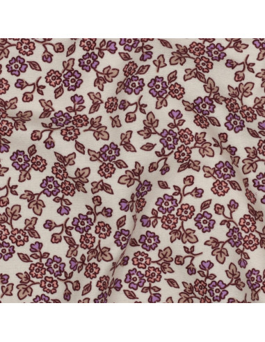 Tela de franela con flores - Crudo