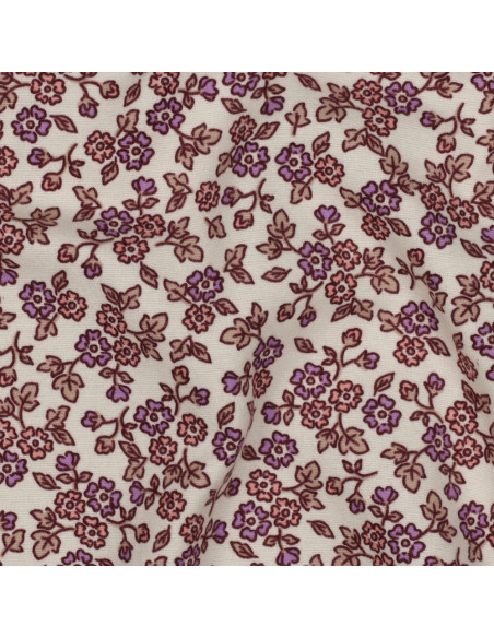 Tela de franela con flores - Crudo