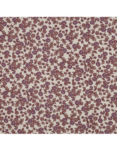 Tela de franela con flores - Crudo