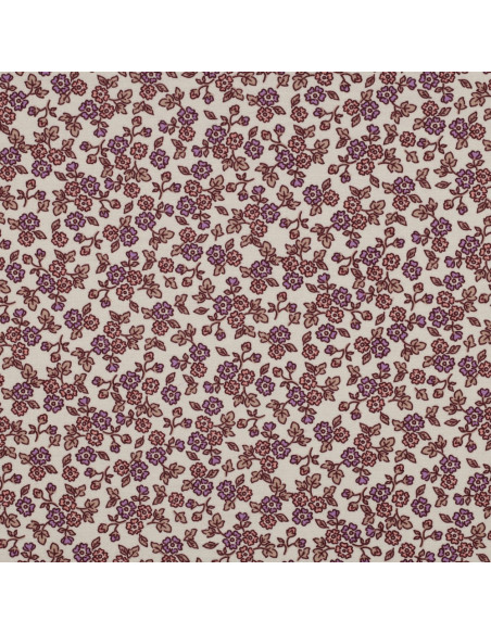 Tela de franela con flores - Crudo