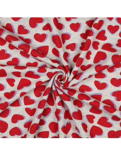 Tejido de sudadera con corazones - Gris jaspeado