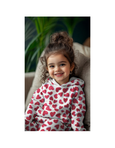 Tejido de sudadera con corazones - Gris jaspeado