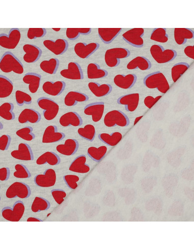 Tejido de sudadera con corazones - Gris jaspeado