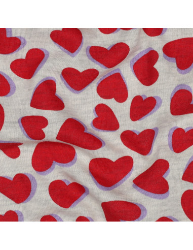 Tejido de sudadera con corazones - Gris jaspeado