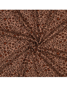 Tejido de punto jersey de algodón acanalado - Leopardo beige