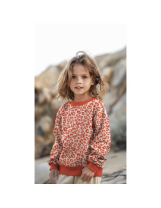 Tejido sudadera Leopardo - Naranja 2