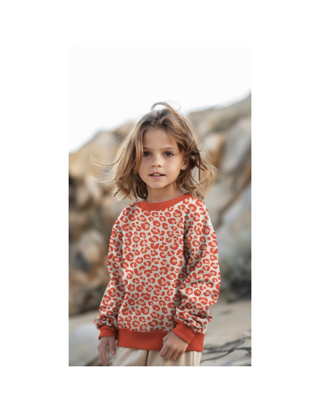 Tejido sudadera Leopardo - Naranja