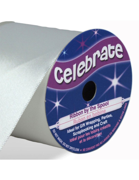 Cinta de satén Celebrate blanca - 50 mm x 4 metros