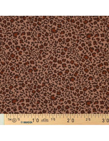 Tejido de punto jersey de algodón acanalado - Leopardo beige