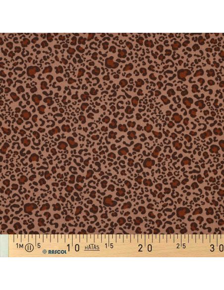 Tejido de punto jersey de algodón acanalado - Leopardo beige