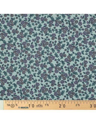 Tela de franela con flores - Menta