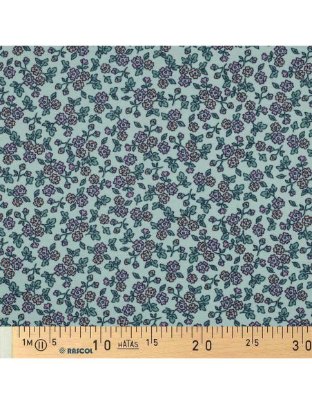 Tela de franela con flores - Menta