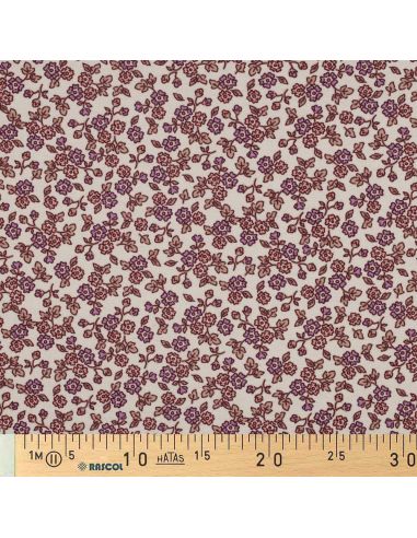Tela de franela con flores - Crudo