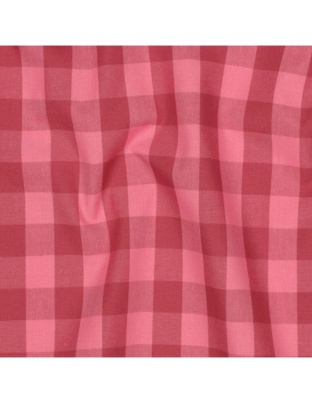 Tejido de popelina de algodón - Vichy cuadros grandes - Rojo y burdeos