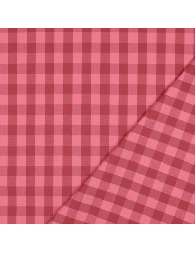 Tejido de popelina de algodón - Vichy cuadros grandes - Rojo y burdeos