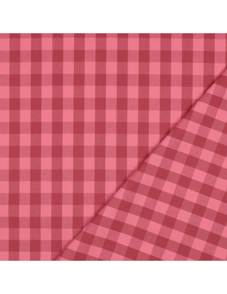 Tejido de popelina de algodón - Vichy cuadros grandes - Rojo y burdeos
