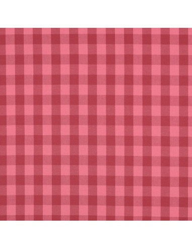 Tejido de popelina de algodón - Vichy cuadros grandes - Rojo y burdeos