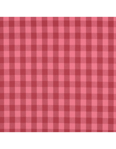 Tejido de popelina de algodón - Vichy cuadros grandes - Rojo y burdeos
