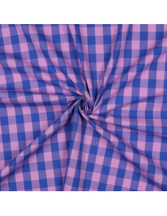 Tejido Vichy de cuadros grandes - Lavanda y azul